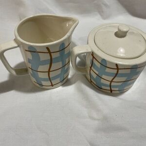 Vintage blue and white creamer and sugar set